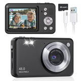 Seckton Upgraded Point and Shoot Digital Camera 48MP with 18x Digital Zoom, Birthday Gifts for Kids Teens Beginners Black
