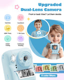 Seckton Instant Print Camera for Boys Girls , Dual-Lens 1080P Kid Digital Camera Birthday Gifts for 3-12 Year Old Boy Blue