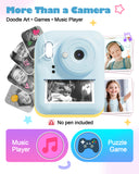 Seckton Instant Print Camera for Boys Girls , Dual-Lens 1080P Kid Digital Camera Birthday Gifts for 3-12 Year Old Boy Blue