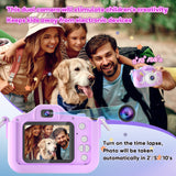 Seckton Upgrade Kids Camera with Cute Silicone Cover, Toy Cameras for Girls Age 3-10 Christmas Birthday Gifts Purple