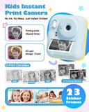 Seckton Instant Print Camera for Boys Girls , Dual-Lens 1080P Kid Digital Camera Birthday Gifts for 3-12 Year Old Boy Blue