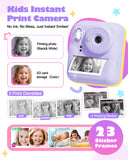 Seckton Instant Print Camera for Girls Boys, Dual-Lens 1080P Kid Digital Camera Birthday Gifts for Girls Age 3-12 Purple