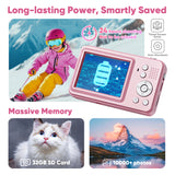 Seckton Upgraded Point and Shoot Digital Camera 48MP with 18x Digital Zoom, Birthday Gifts for Kids Boys Girls Teens Beginners Pink