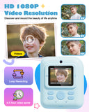 Seckton Instant Print Camera for Boys Girls , Dual-Lens 1080P Kid Digital Camera Birthday Gifts for 3-12 Year Old Boy Blue