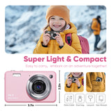 Seckton Upgraded Point and Shoot Digital Camera 48MP with 18x Digital Zoom, Birthday Gifts for Kids Boys Girls Teens Beginners Pink