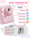 Seckton Dual-Lens Instant Print Camera for Kids, 1080P Digital Camera with 1300mAh Battery, Creative Birthday Gifts for Girls Age 3-12 Pink
