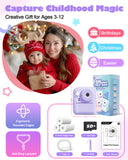 Seckton Instant Print Camera for Girls Boys, Dual-Lens 1080P Kid Digital Camera Birthday Gifts for Girls Age 3-12 Purple