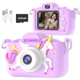Seckton Upgrade Kids Camera with Cute Silicone Cover, Toy Cameras for Girls Age 3-10 Christmas Birthday Gifts Purple