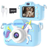 Seckton Upgrade Kids Camera with Cute Silicone Cover, Toy Cameras for Boys Girls Age 3-10 Christmas Birthday Gifts - Light Blue